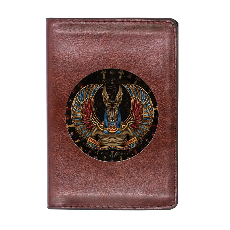 

Ancient Egypt Anubis Passport Cover Leather Men Women Slim ID Card Holder Pocket Wallet Case Travel Accessories Gifts