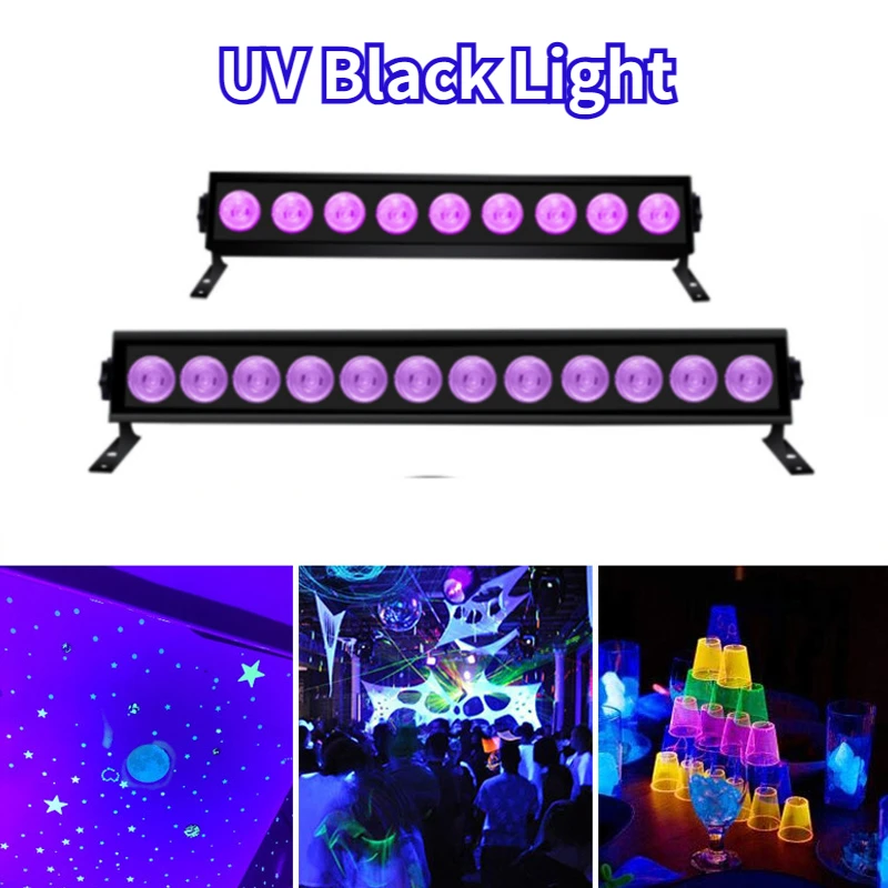 

UV Black Light Bar Purple 9/12 LED Floodlight Effect Purple Lamp for DJ Disco Dance Halloween Glow Party Body Paint BlackLights