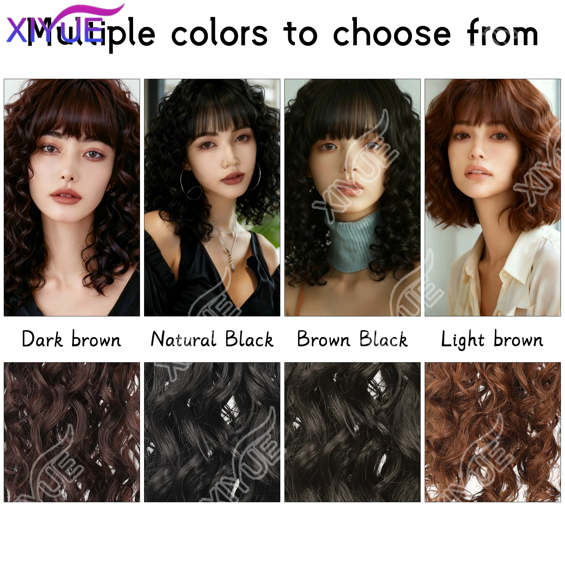 XIYUE Synthetic 3D Bangs Invisible Seamless Head Hair Water Ripple Hair Air Bangs Head Overhead Natural Invisible Replacement