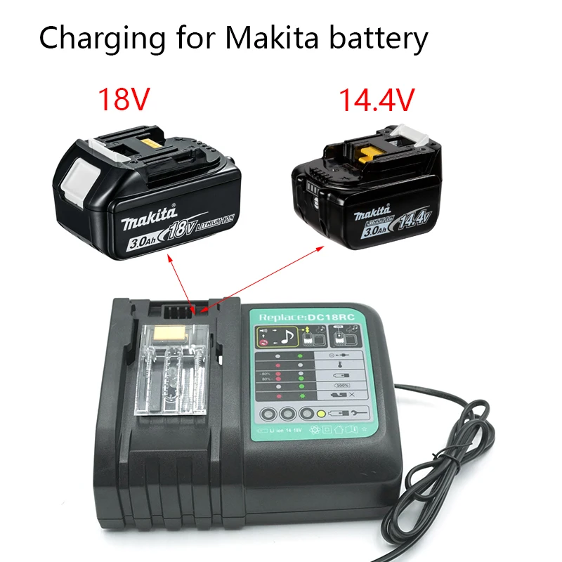 Chargeur DC18RC pour Makita 18V, chargeur de batterie 3A, développements rapides, Eddie ion pour Makita Drill 14.4V 18V LXT BL1815 BL1860 BL1450