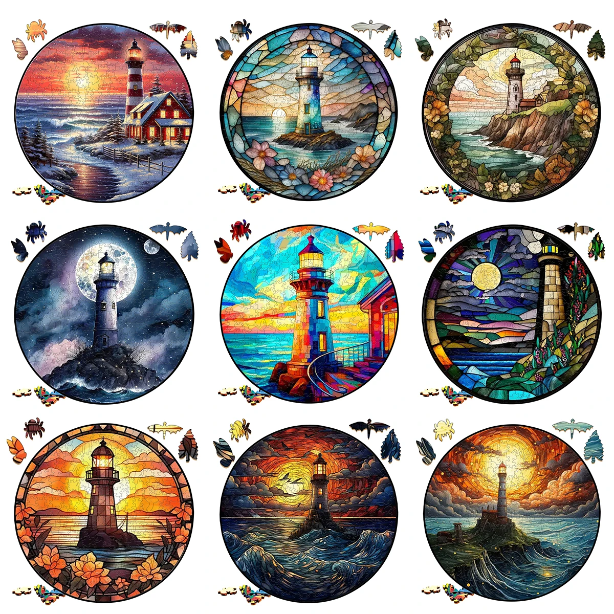 Puzzle In Legno Giocattolo Sunset Sea Tower Puzzle In Legno 3D Gioco Di Smistamento Del Colore Rompicapo Puzzle Segreto Per Bambini Educativi