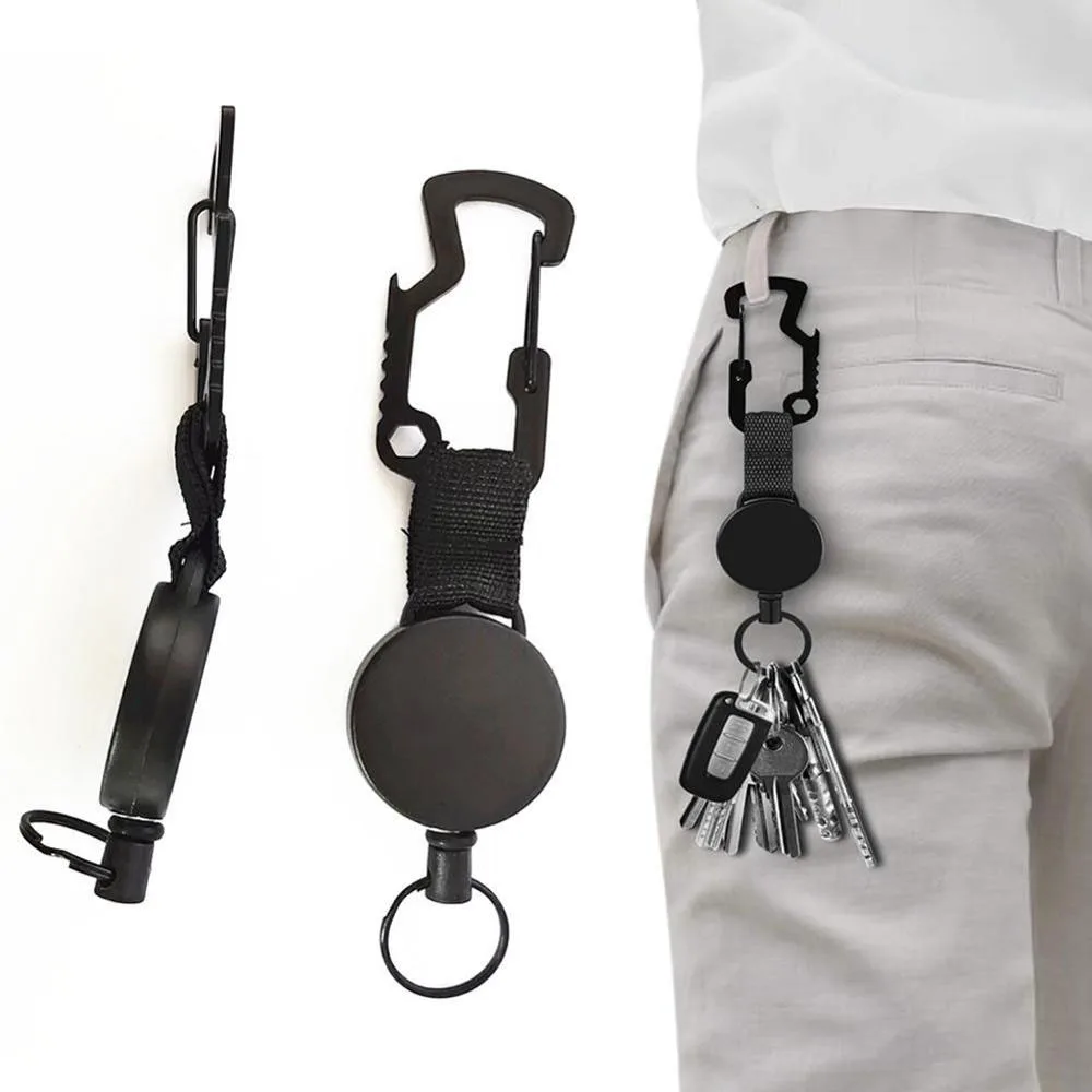 Name Tag Card Metal Retractable Pull Carabiner Opener Badge Reel Badge Holder Clip Keychain Key Ring Clips