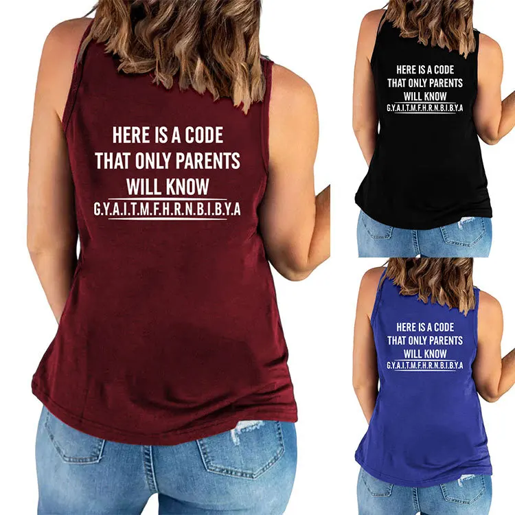 

Summer new round neck vest here is a code printed casual t-shirt sleeveless fashion jacket