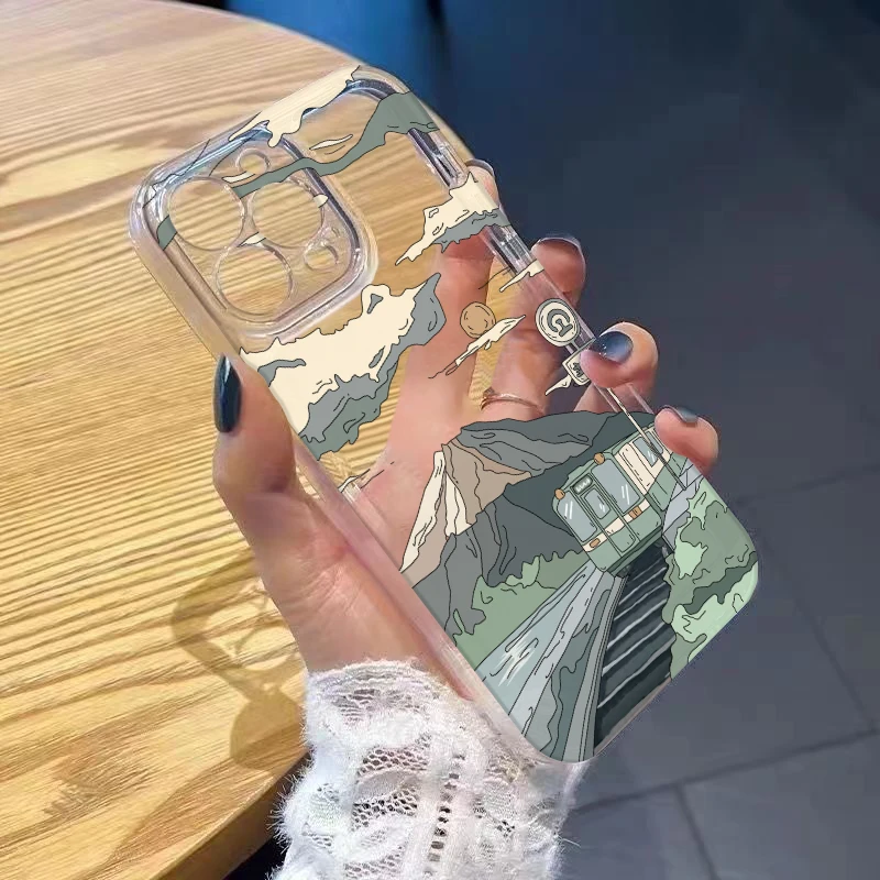 Japanese Mount Fuji Train Transparent Shockproof Phone Case