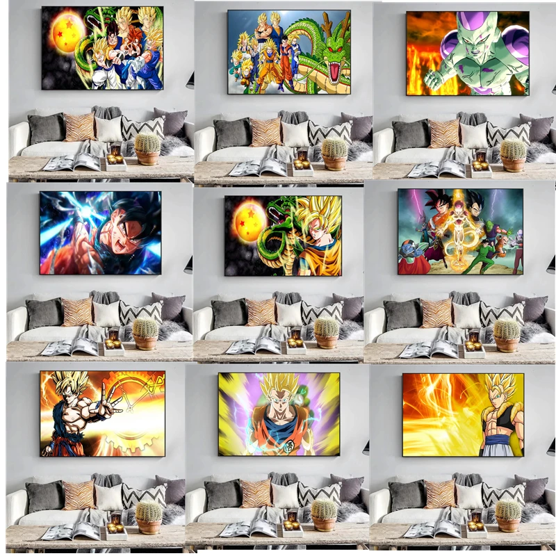 

Classic Japan Anime Vintage Posters Dragon Ball Peripheral Goku Picture Art Canvas Painting for Kids Bedroom Mural Decor Gifts