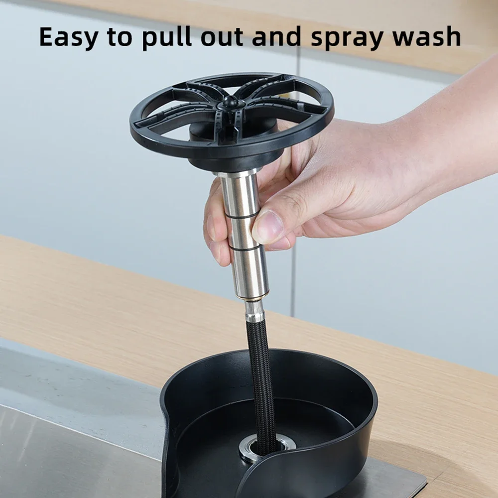 Glass Rinser for Kitchen Sink Cup washer for sink Faucet Bar Glass Rinser 360 Degree Rotating Spout with Pull-out Spray Design