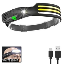  Multi-function Sensor Headlamp COB Head Lamp Flashlight Outdoor USB Rechargeable Waterproof Headlight 5 Lighting Modes Torch 