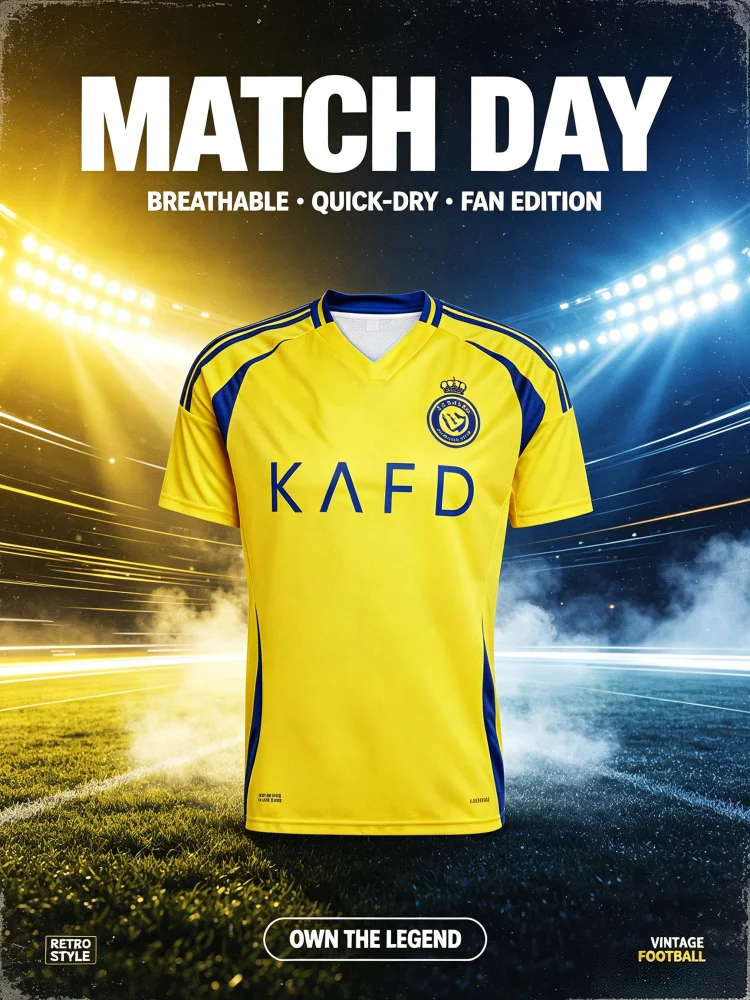 Saudi-Arabien Nassr-Stil Fußballtrikot Kurzarm Fußball-T-Shirt Schnelltrocknend Fan-Version Sportuniform Oberteil Familien-Kinder-T-Shirts