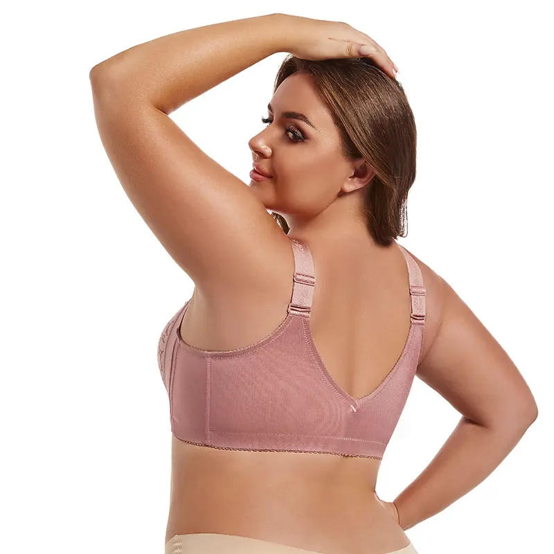 Women's plus size lace underwear with front buckle lightweight design without steel ring adjustable lifting and anti sagging bra 2