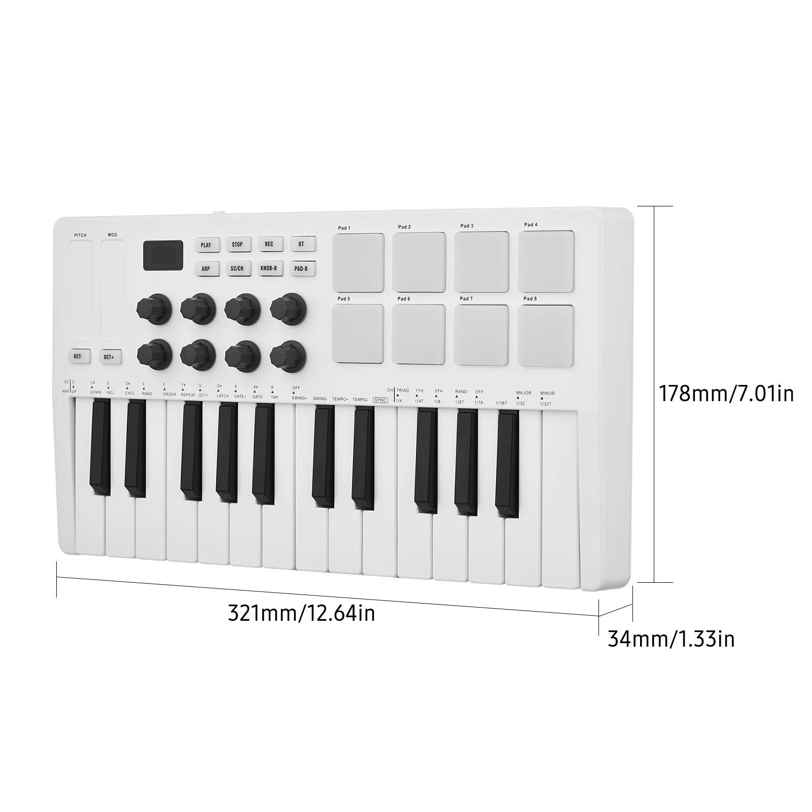 M-VAVE 25-Key Control Keyboard MIDI Portable Wireless Keyboard with 25 Velocity Sensitive Keys 8 RGB Backlit-Pad Instrument