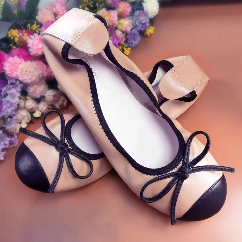 

Fashion Round Toe Ballerina Flats Shoes For Woman Size 34-44 Slip-on Female Ballet Bow-knot Shoes Ladies Mother Loafers Shoes