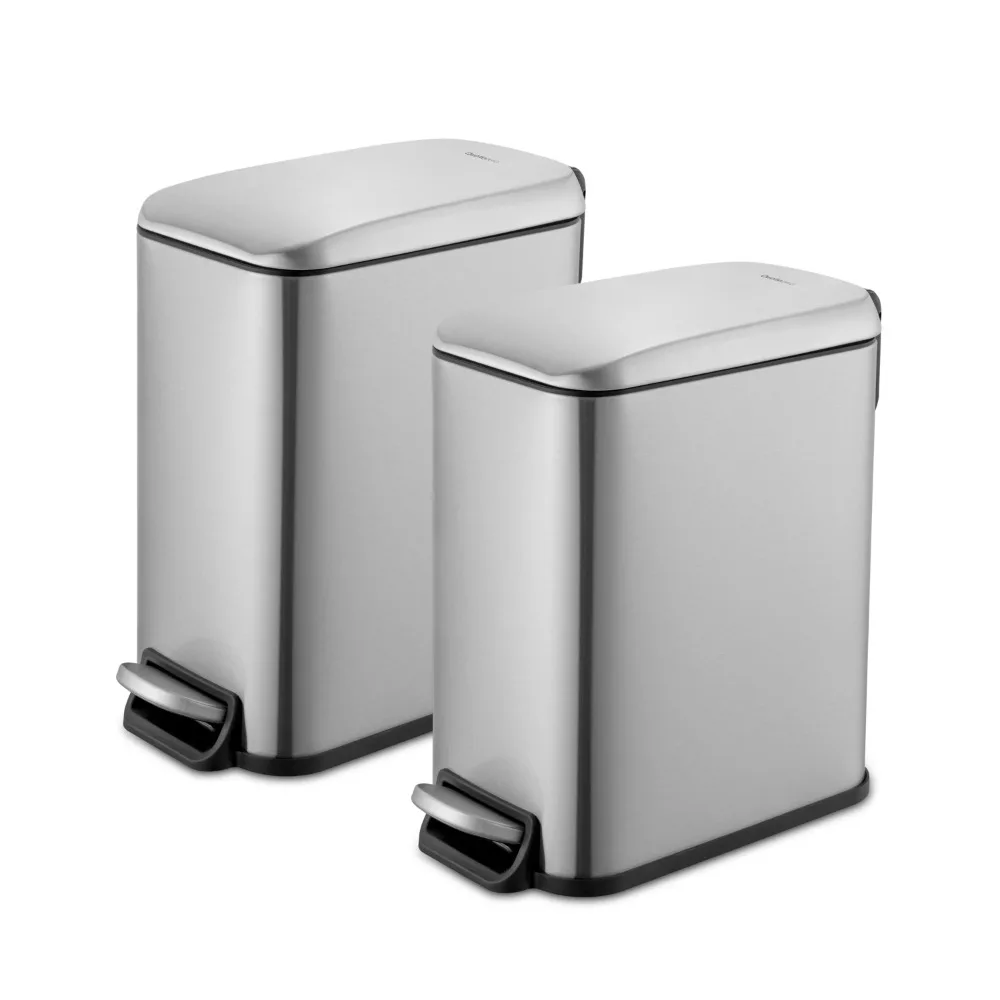 

Trash Can, 1.3 Gallon Slim Step on Bathroom Trash Can, Stainless Steel, Pack of 2, Garbage Bin,11.50 X 5.75 X 11.50 Inches