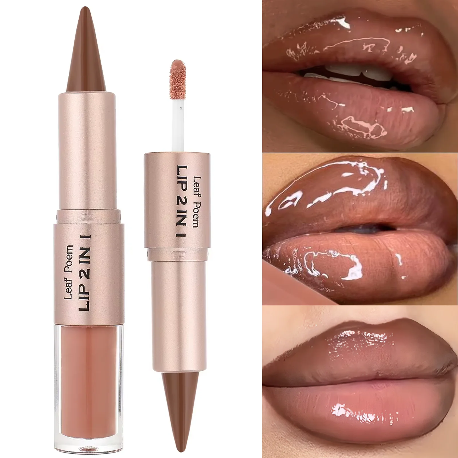 2-in-1 Moisturizing Lip Gloss Moisturizing Fruit Moisturizing Lip Oil Transparent And Rich Lip Makeup