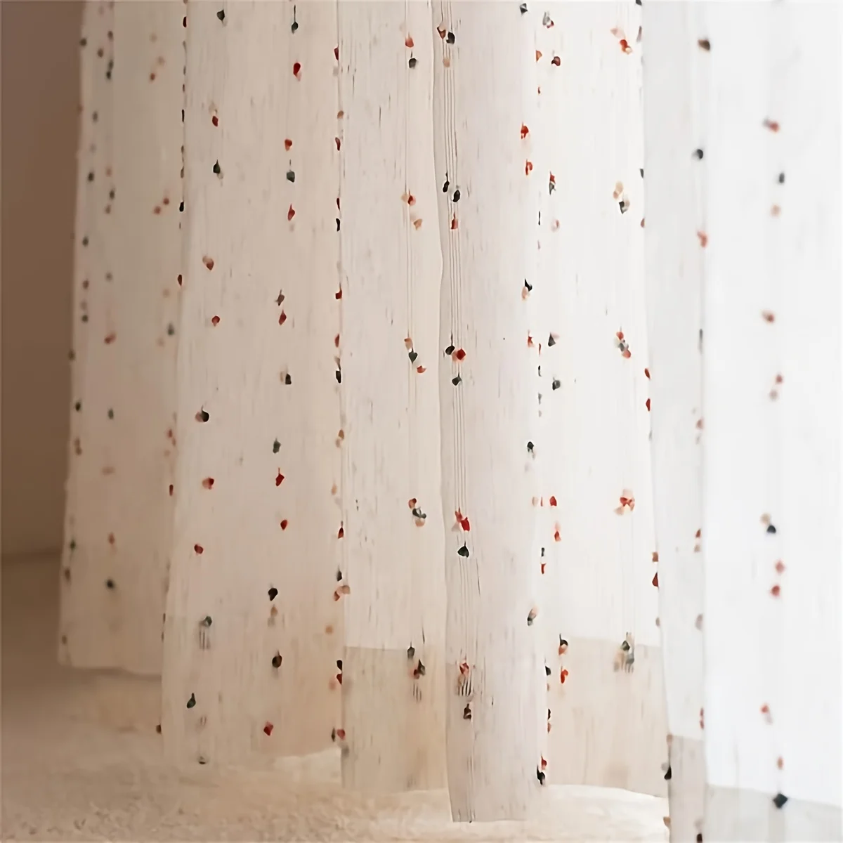 1PC Boho Style Linen Sheer Curtain, Rod Pocket Design, Ideal for Living Room, Bedroom, Balcony, Rural Home Decor, 1pc