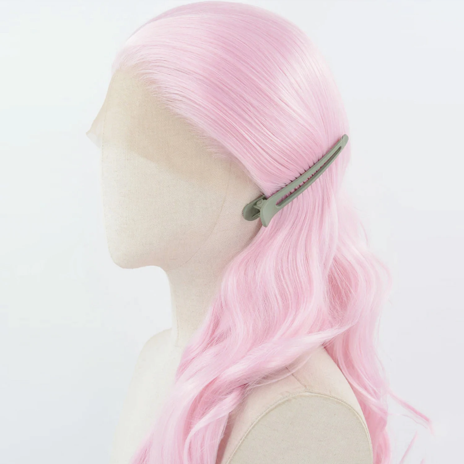 Parrucca Rosa con Pizzo Frontale 13x4 per Donne, Capelli Sintetici Lunghi Lisci e Ondulati, Resistenti al Calore, con Attaccatura Naturale, per Uso Quotidiano e Cosplay - immagine 5