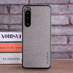 Luxury Textile Leather Skin Phone Case - Soft TPU and Hard PC Cover (Light Gray)