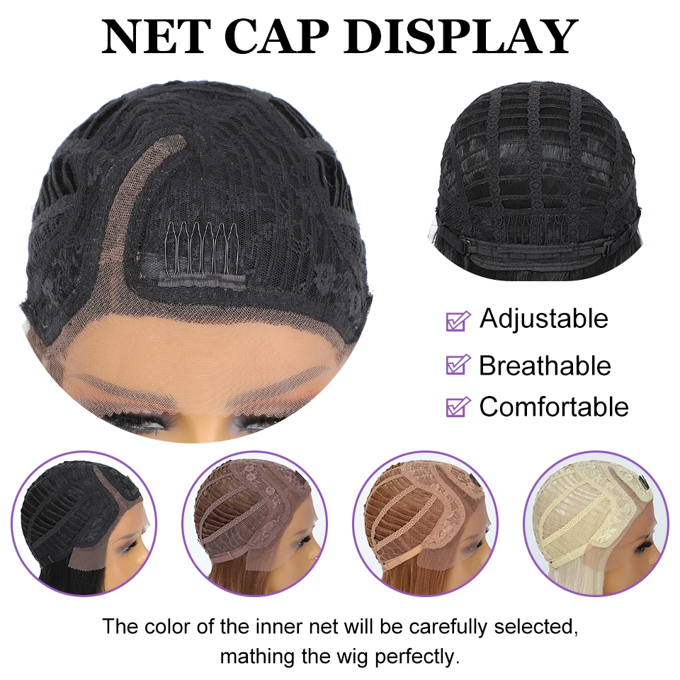 Synthetic Lace Wigs Straight Short Bob Ombre Blue Lace Wig Middle Part Scalp Lace Hairline Wigs For Black Women Cosplay