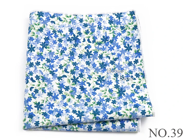 Neue schöne Blumen druck Hankerchief Baumwolle rosa blau lila Taschen tücher für Männer Hochzeits feier täglich tragen Accessoires Geschenk – Detail 40