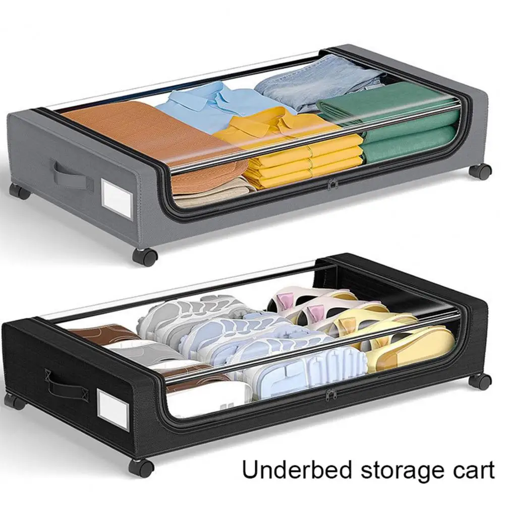 Under-Bed Storage Box Dustproof Handle Design Zipper Closure Blanket Storage Bag With Wheels Large Capacity Under Bed Case 2