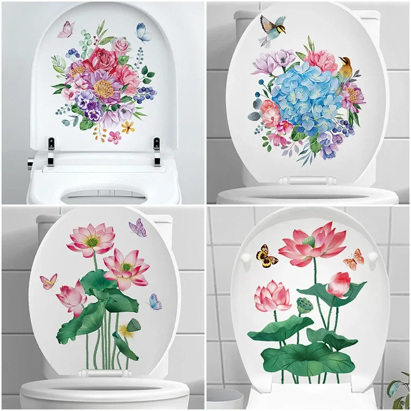 Autocollants De Toilette Feuilles Plantes Couvercle Siège