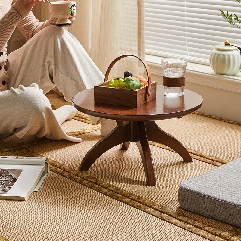 Solid Wood Small Sofa Tables Round Side Coffee Sofa Mini Mobile Celebrity Tables Lounge Shelves Shelves Home Furniture