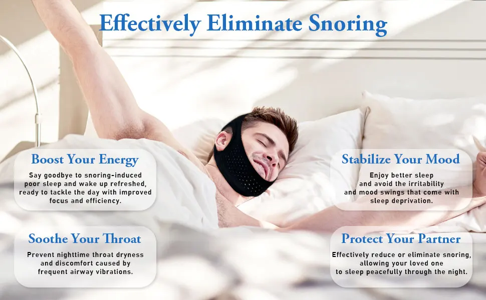 حزام ذقن مضاد للشخير، يُبقي الفك السفلي مغلقًا أثناء النوم، جهاز مساعد على التقدم وتقليل حجم الفك السفلي، للرجال والنساء