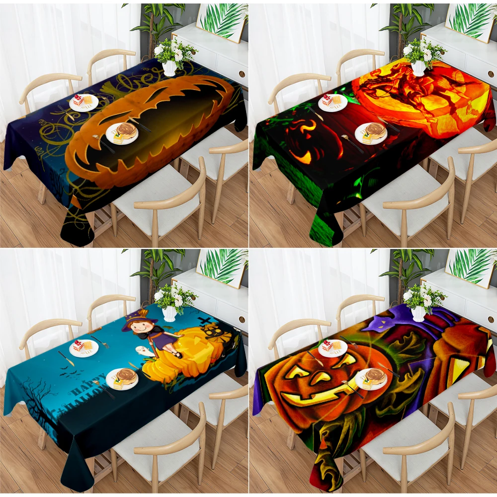 

Halloween Themed Cartoon Pumpkin Lantern Tablecloths Wedding Decorations Pumpkin Lantern Spooky Wizard Table Decorations Nappe