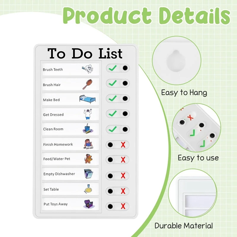 Chore Chart Set For Kids-Daily List Board,Family Daily Planner,Message Board With Slider For Classroom,Home Travel