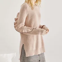 

Sweater Womens Tops Hot Style O-Neck Trendy Solid Pullover Ladies Chiffon Female 2021 Autumn Winter Warm Pulovers For Women