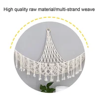Triangle Hanging Mesh Storage Basket Boho Plush Toy Hammock Cotton Tassel Wall Net Bedroom Living Room 2