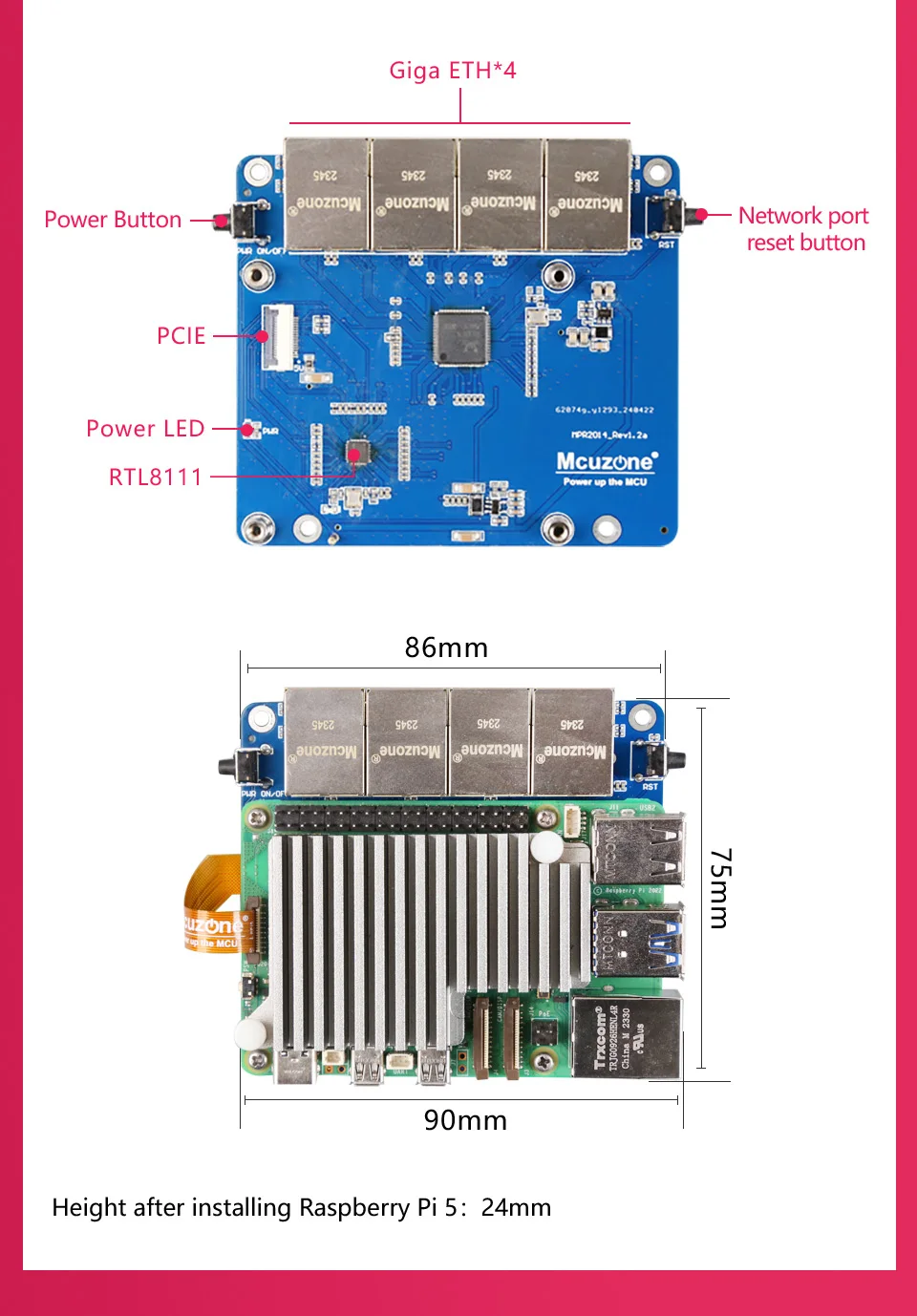 MPG4 Raspberry Pi 5 PCIE para 4