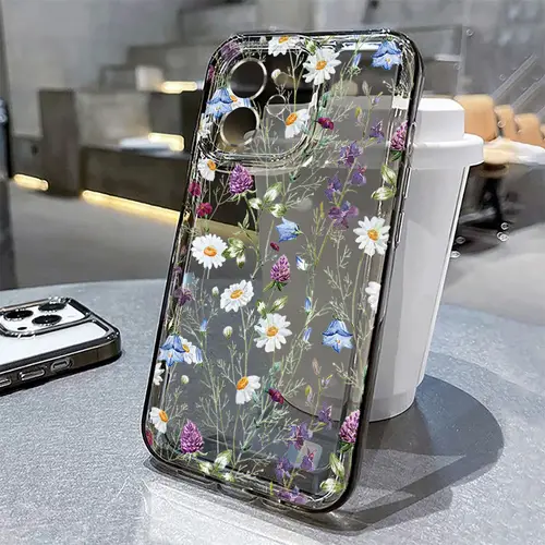 Flower Phone Case For iPhone 16 15 13 11 14 12 17 Pro Max 16E XS XR 7 8 Plus SE Shockproof Transparent Cover Silicone Soft Funda - Image 7