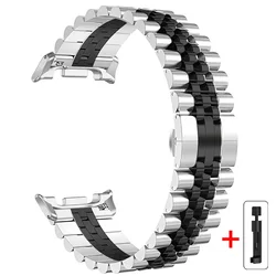 Premium Stainless Steel Watch Strap - Sleek, No - Gap Metal Band with Quick Fit Adjustment - Watch 8Classic (Silver Black - Tool)