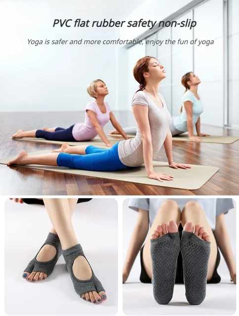 Calcetines de yoga para pilates con empuñaduras para mujer