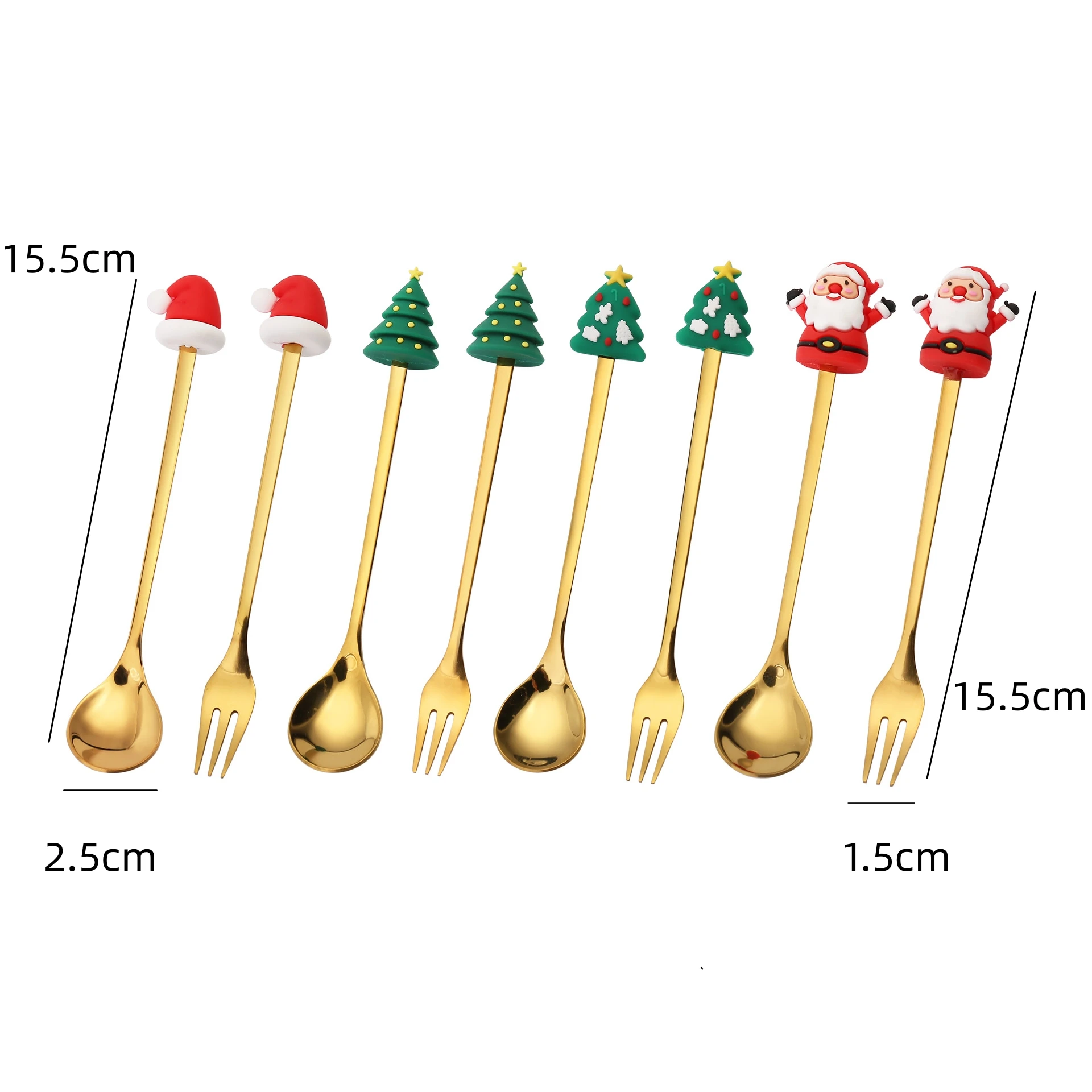 

Glod Spoon Fork Set with Tree Elk Santa Ornaments New Year Christmas Gift Christmas Decorations for Home Cutlery Set Navidad2023