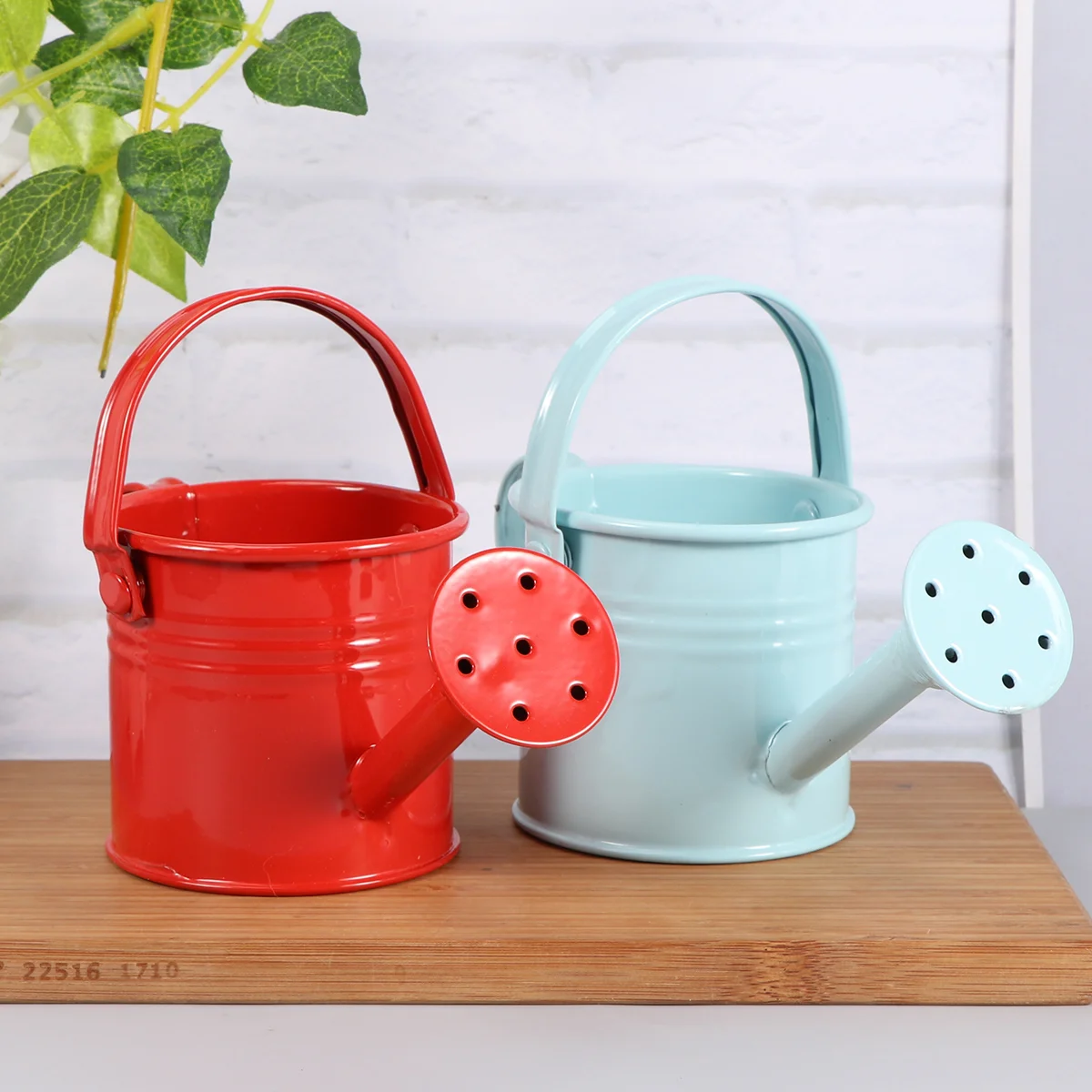 

2PCS Children Watering Bucket Rose Watering Can Metal Watering Can for Flower Plants ( Red and Light Blue )