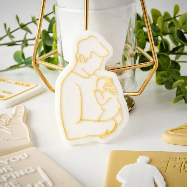 Happy Father's Day Style Cookie Cutter and Embosser Beer Hat Shape Cookie Stamp for Father's Day Dad Birthday 3