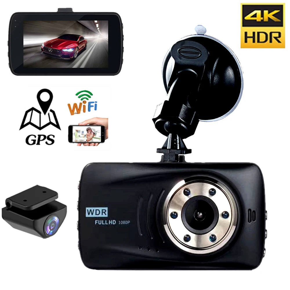 

4K Car DVR WiFi GPS Dash Cam Vehicle Camera 2160P Drive Video Recorder Night Vision Auto Black Box Car Accessories Registrator