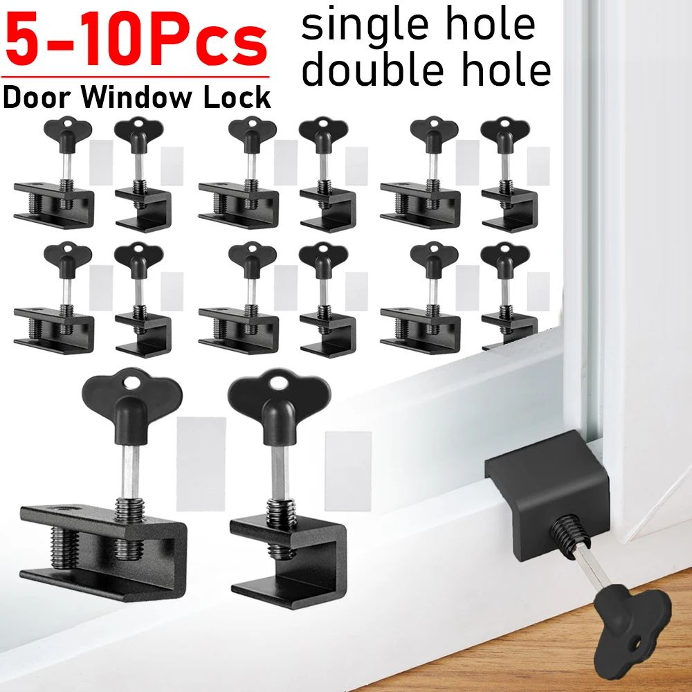 1-10Pcs Aluminum Alloy Window Lock Stopper Sliding Window Anti-theft Lock Sliding Door Baby Kids Child Safety Doors Locks