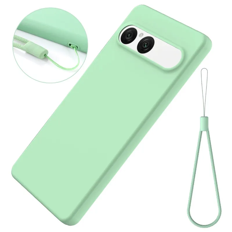 Solid Color Liquid Silicone Shockproof Matte Phone Case with Strap Cover