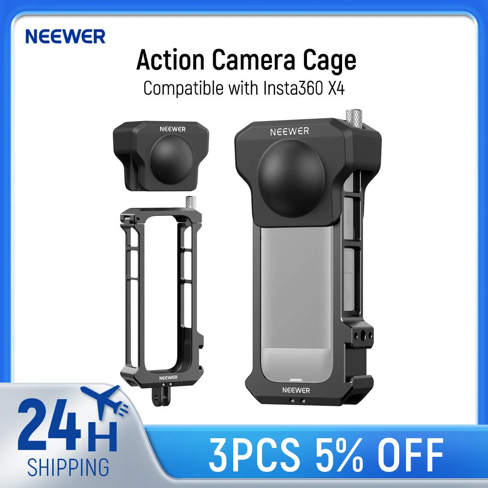 Gabbia Protettiva NEEWER X4 Per Action Camera - Compatibile Con Insta360 X4, Lega Alluminio, Accessori Multipli - Foto 3