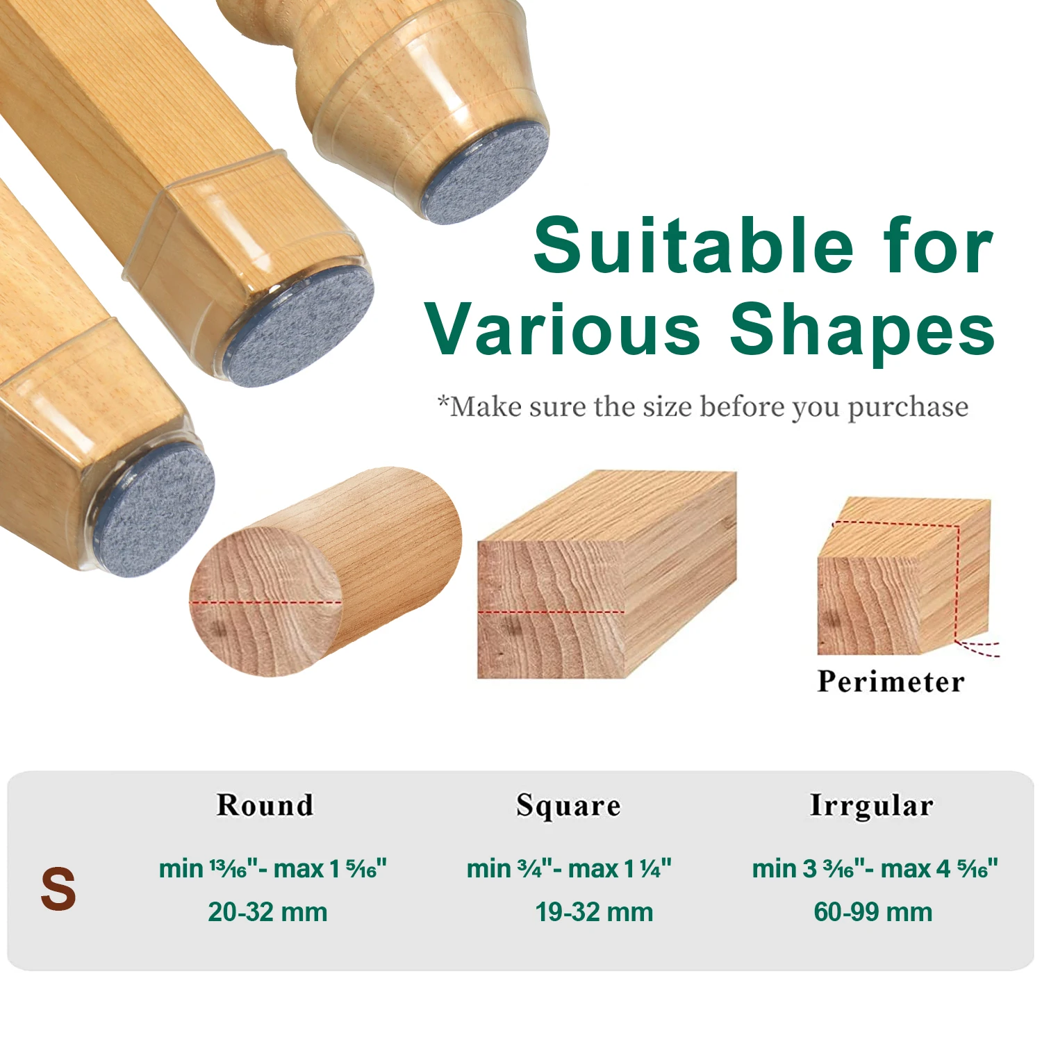 Small Silicone Chair Leg Covers Felt Pad Furniture Leg Protectors Hardwood Floors Prevent Scratches &Reduce Noise 32Pcs