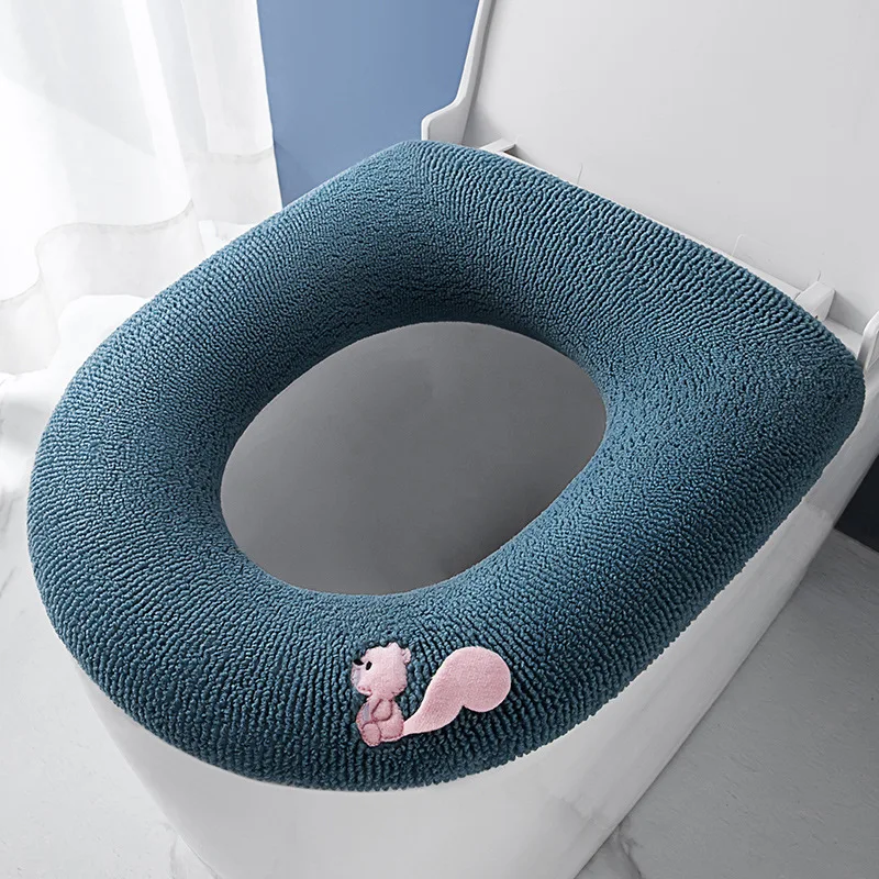 Toilet Seat Cover Toilet Mat Toilet Seat Cushion Toilet Accessories Universal Toilet Seat Cover Pure Color Squirrel Pattern Closestool Mat Soft Warm Toilet Seat Cushion Bathroom Accessories