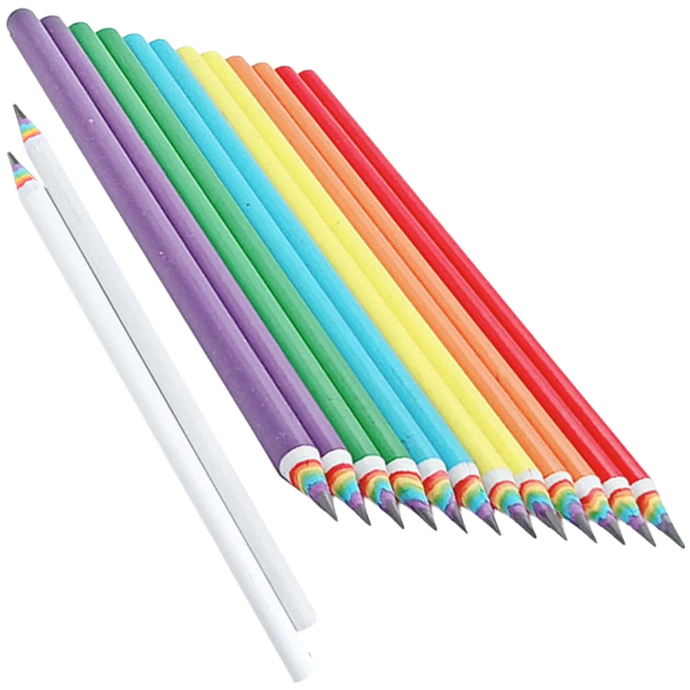 15 Pcs Kids Pencils Rainbow Colouring Pens Shading Color Sketching Colored  Paper - AliExpress