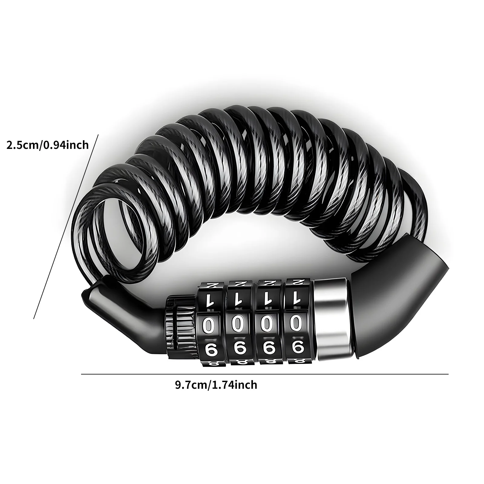 Lucchetto per Bicicletta TOSUOD a 4 Cifre, Catena di Sicurezza in Acciaio con Codice Password Antifurto, Accessori per Biciclette - immagine 5