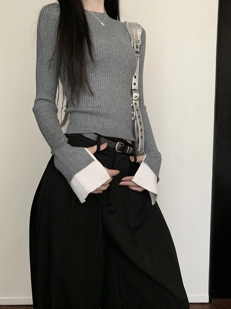 High Waist Wide Leg Pants For Women New Loose Straight Black Trousers Autumn Double Buttons Casual Suit Pants Female