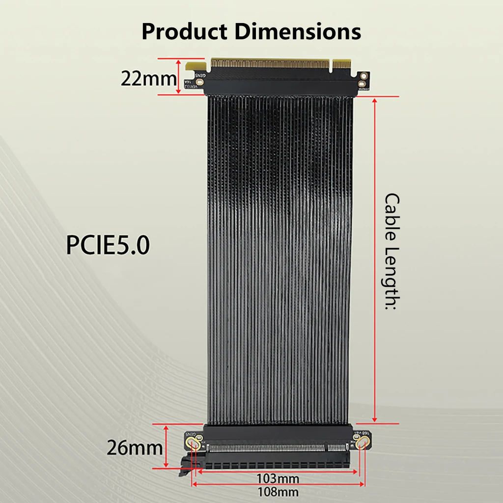 PCIe 5.0 x16 Gen5 Verlängerungskabel 64 GB/s Bidirektionaler Bandbreiten-Erweiterungskarten-Riser – Detail 9