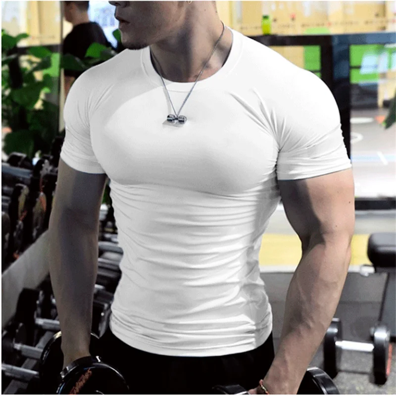 Pop Hızlı Kuruyan Spor Tişört Erkek 2024 Kısa Kollu Yazlık Günlük Beyaz Büyük Beden 3XL 4XL 5XL Üst Tişörtler Spor Salonu Tişörtü Kıyafetler