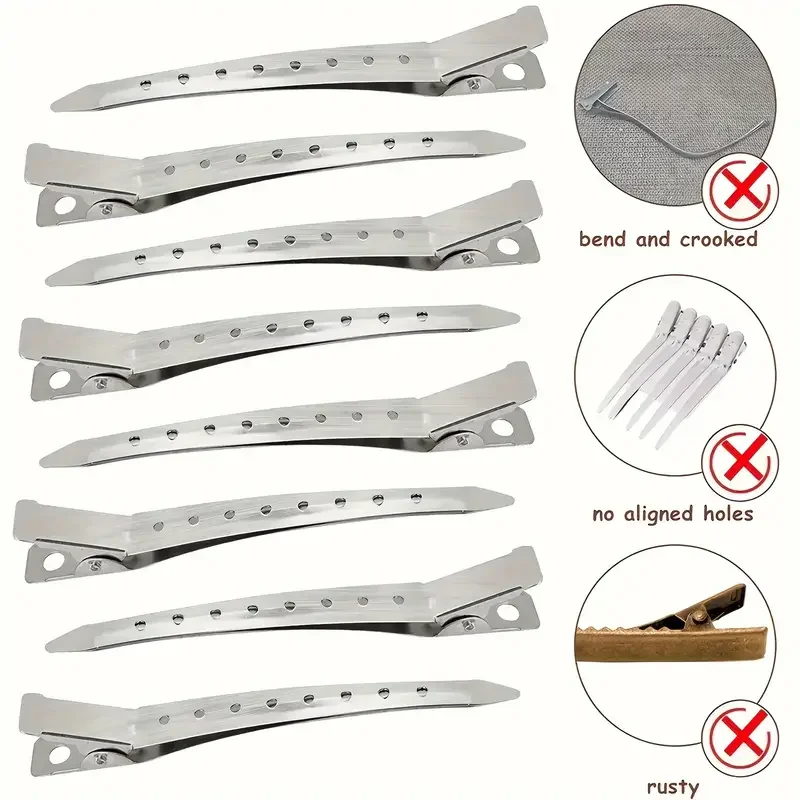 New Alligator Hair Clips Metal Duck Bill Hair Clips for Styling - with Holes Professional Sectioning Clips for Salon And Women