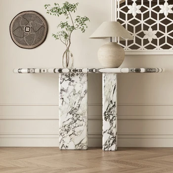 Tavolo Console Rotondo di Lusso, Design Classico, Creativo ed Elegante per Ingressi, Scrivania Unica per Arredamento Soggiorno
